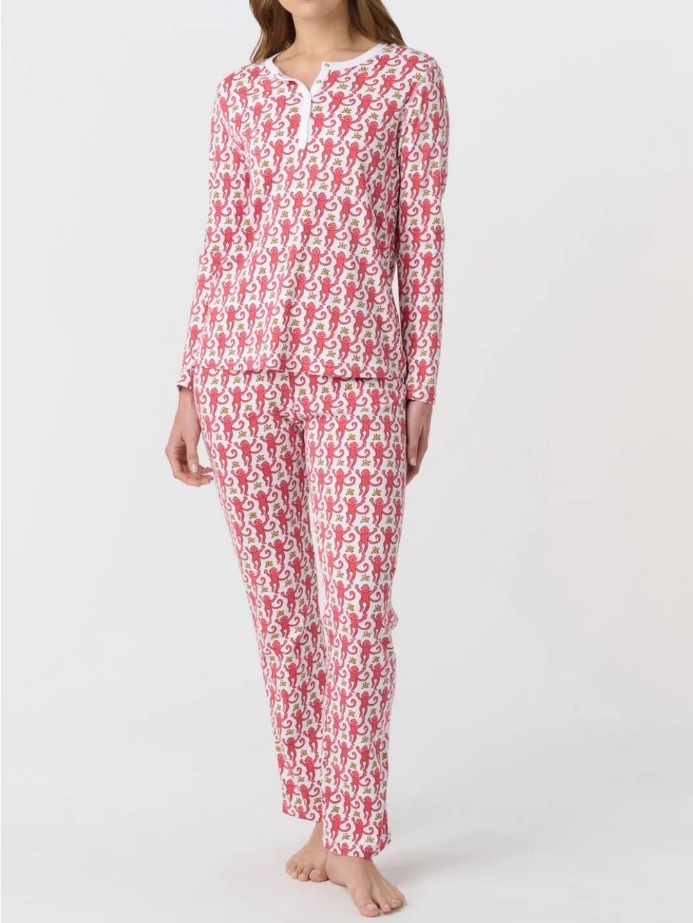 Roller Rabbit Pink & White Printed Straight-Leg Pajama Pants Set